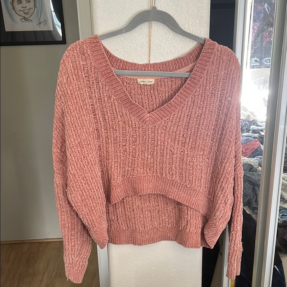 Cozy Pink V-Neck Sweater